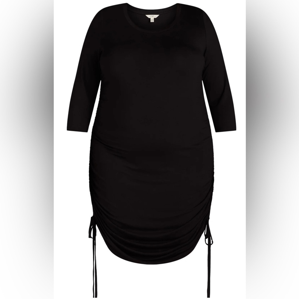 Terra & Sky Women's Ruched Knit Midi Dress with Side Ties